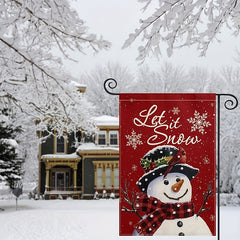 Let It Snow Snowman Snowflake Christmas Garden Flag 30x45cm Vertical