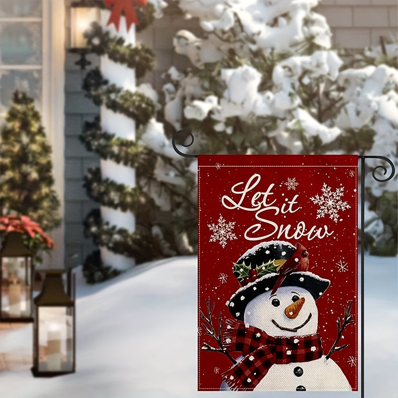 Let It Snow Snowman Snowflake Christmas Garden Flag 30x45cm Vertical