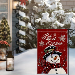 Let It Snow Snowman Snowflake Christmas Garden Flag 30x45cm Vertical