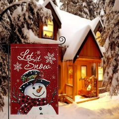 Let It Snow Snowman Snowflake Christmas Garden Flag 30x45cm Vertical