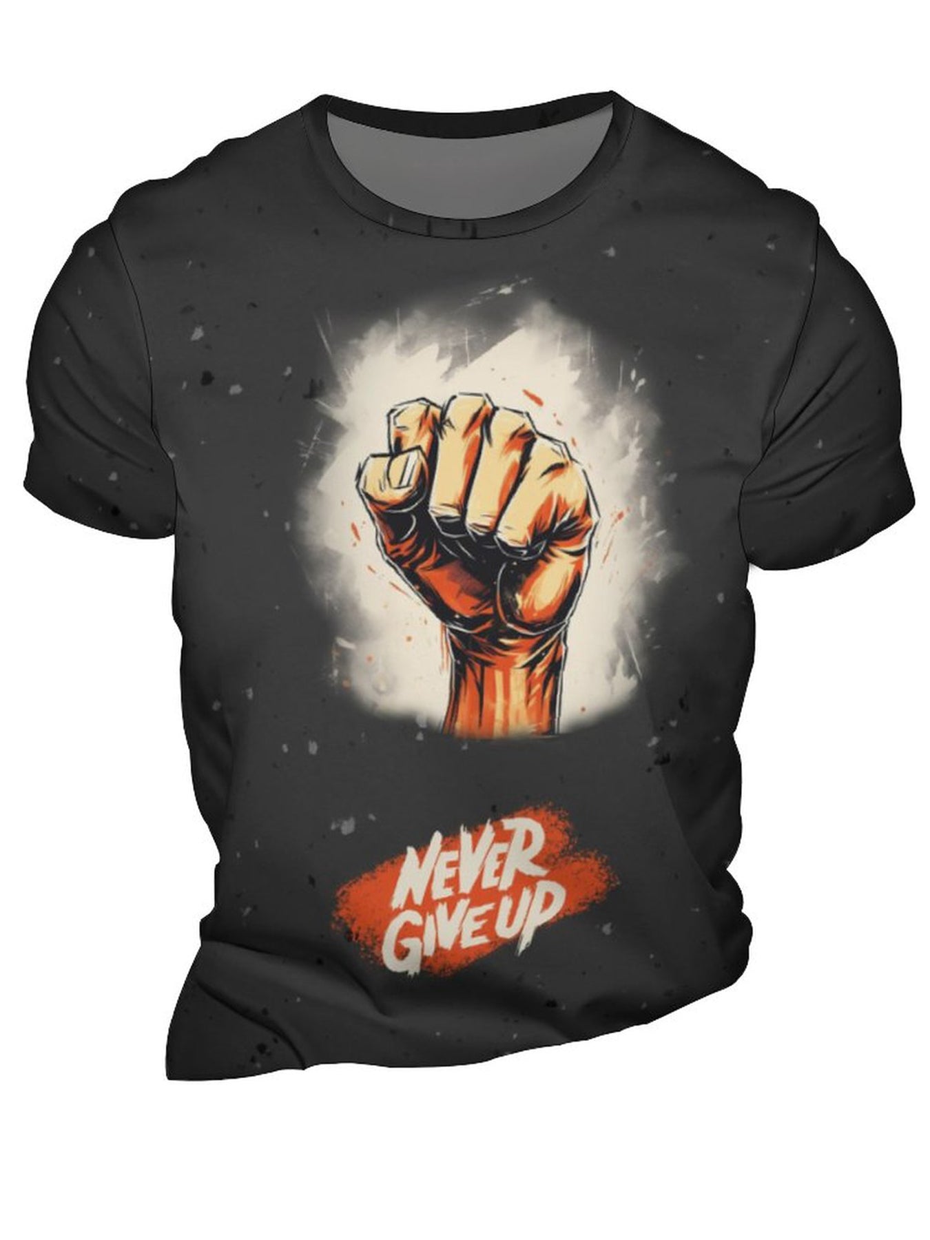 Inspirational Slogan Never Give Up 3D Digital Men's Graphic T-shirt