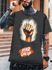 Inspirational Slogan Never Give Up 3D Digital Men's Graphic T-shirt
