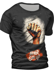 Inspirational Slogan Never Give Up 3D Digital Men's Graphic T-shirt