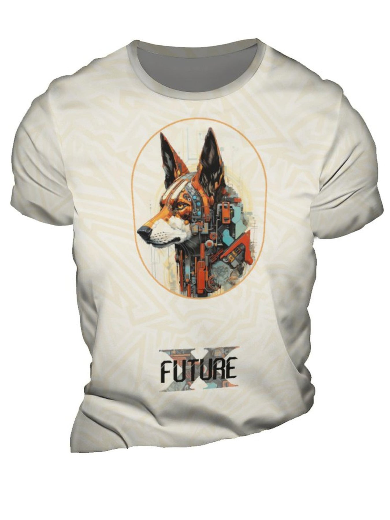 Fox & Letter 3D Print Men's Graphic Tee Short Sleeve Pullover Top
