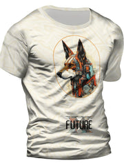 Fox & Letter 3D Print Men's Graphic Tee Short Sleeve Pullover Top