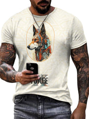 Fox & Letter 3D Print Men's Graphic Tee Short Sleeve Pullover Top