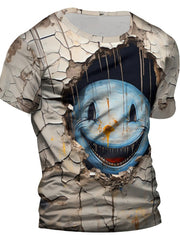 3D Scary Smiling Face Print Men's Graphic T-shirt