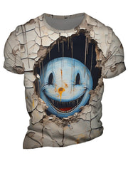 3D Scary Smiling Face Print Men's Graphic T-shirt