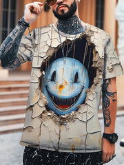 3D Scary Smiling Face Print Men's Graphic T-shirt