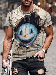 3D Scary Smiling Face Print Men's Graphic T-shirt
