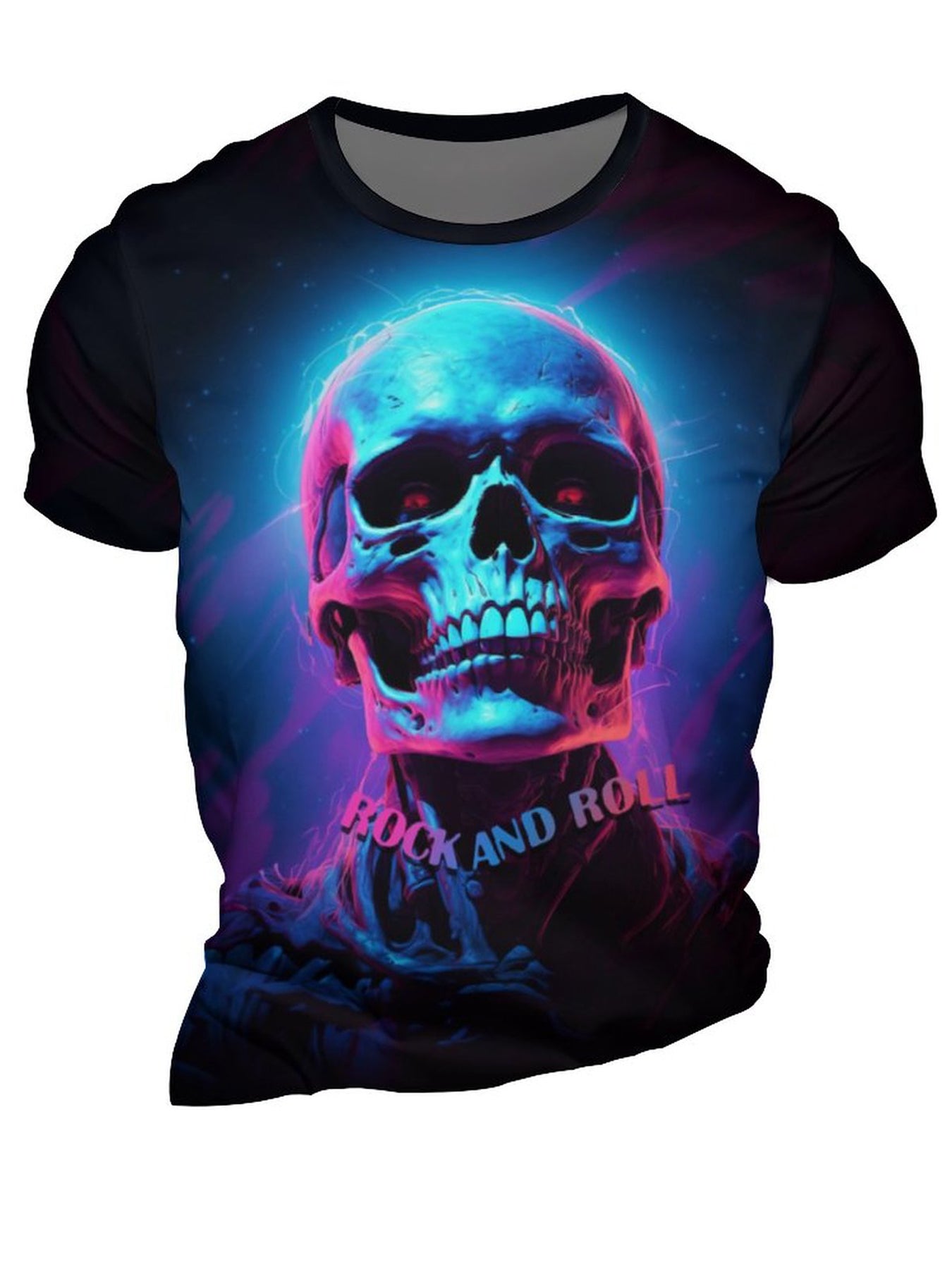 Rock And Roll Skull 3D Print Men's Graphic T shirt Short Sleeve Pullover Tops