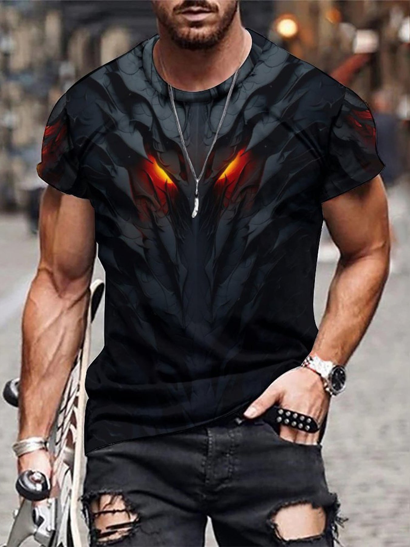 3D Print Men's Graphic T-shirt Short Sleeve Pullover Tops
