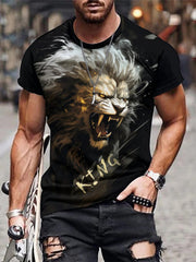 Fierce Lion 3D Print Men's Graphic T-shirt Short Sleeve Pullover Tops