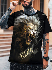 Fierce Lion 3D Print Men's Graphic T-shirt Short Sleeve Pullover Tops