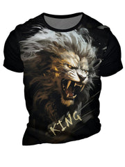 Fierce Lion 3D Print Men's Graphic T-shirt Short Sleeve Pullover Tops