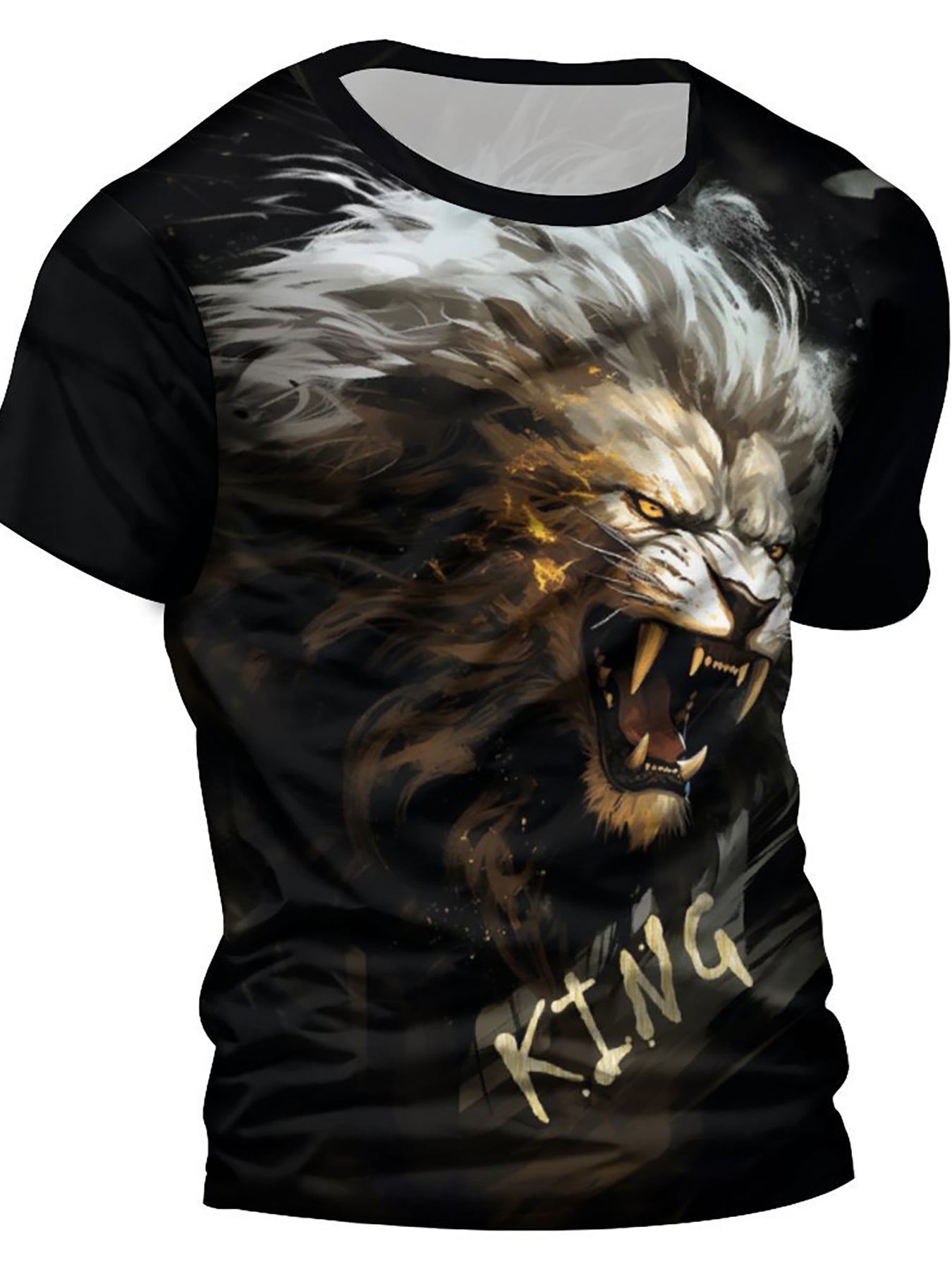 Fierce Lion 3D Print Men's Graphic T-shirt Short Sleeve Pullover Tops