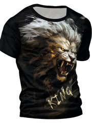 Fierce Lion 3D Print Men's Graphic T-shirt Short Sleeve Pullover Tops