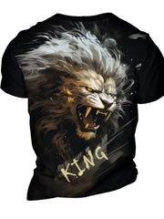 Fierce Lion 3D Print Men's Graphic T-shirt Short Sleeve Pullover Tops
