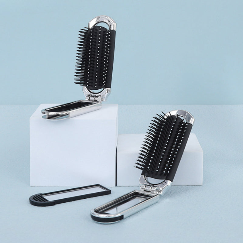Portable Folding Hairbrush Mirror Set Airbag Massage Comb Small Makeup Mirror