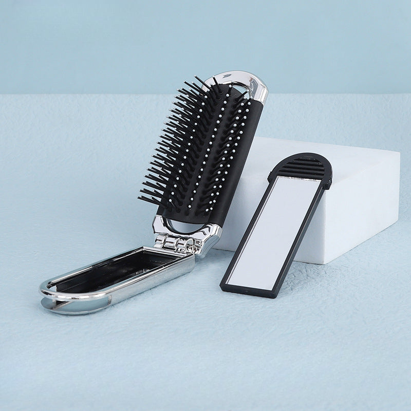 Portable Folding Hairbrush Mirror Set Airbag Massage Comb Small Makeup Mirror
