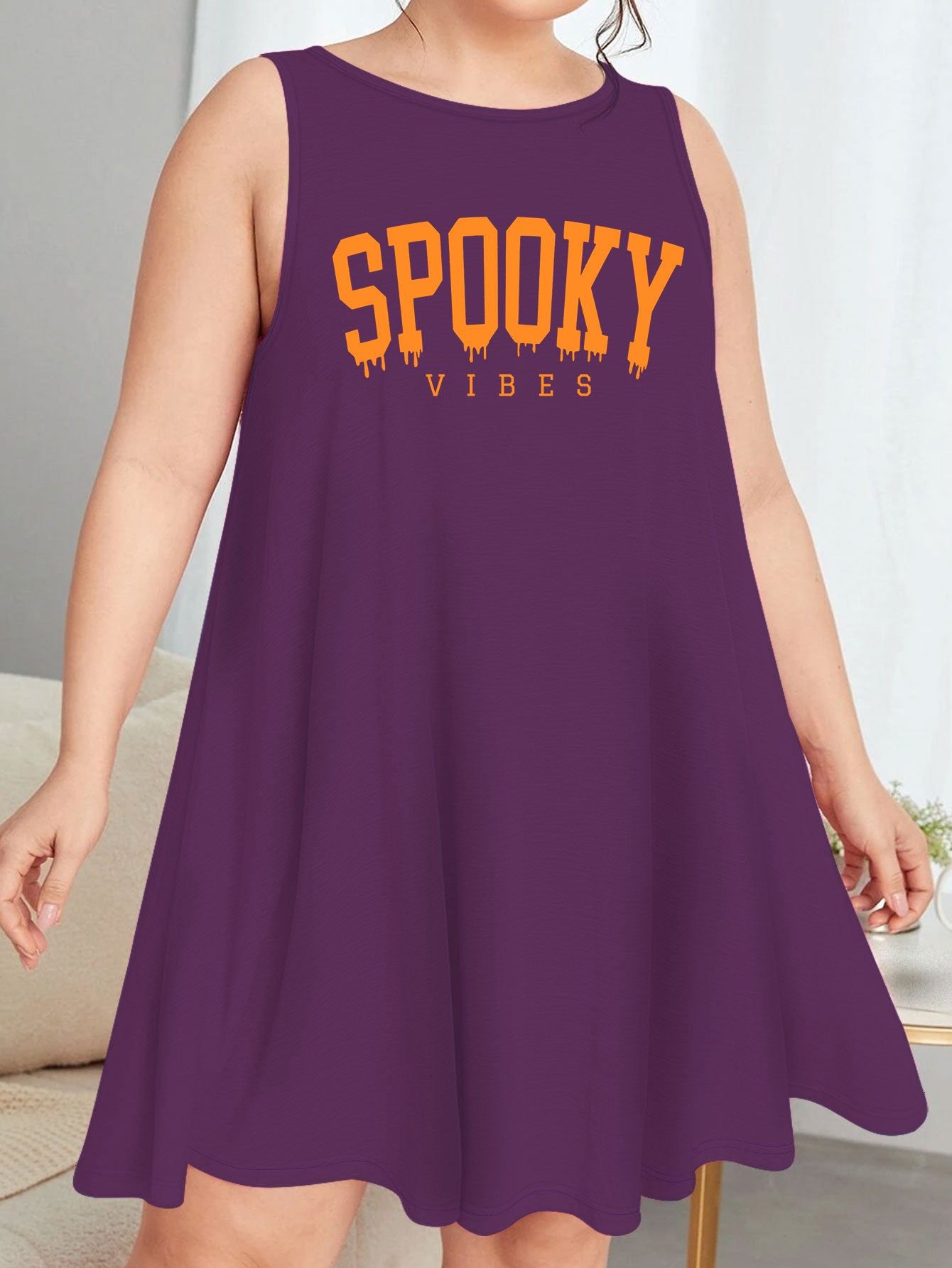 Casual Nightdress Women's Plus Letter Print Sleep Dress
