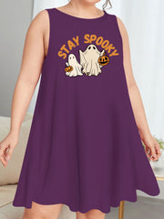 Halloween Nightdress Women's Plus Ghost & Pumpkin Print Sleep Dress