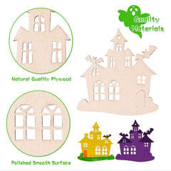 12pcs Halloween Ghost Wooden Crafts Pendant DIY Party Decoration