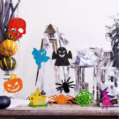 12pcs Halloween Ghost Wooden Crafts Pendant DIY Party Decoration