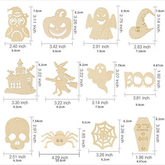 12pcs Halloween Ghost Wooden Crafts Pendant DIY Party Decoration