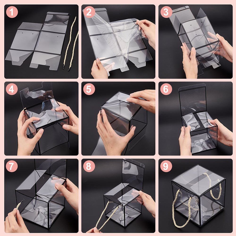 Set of 30 Transparent PVC Plastic Square Jewelry Packaging Display