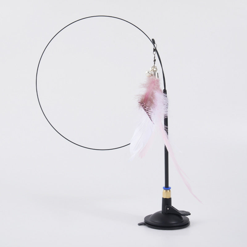 Feather Cat Teaser Stick with Bell and Sucker