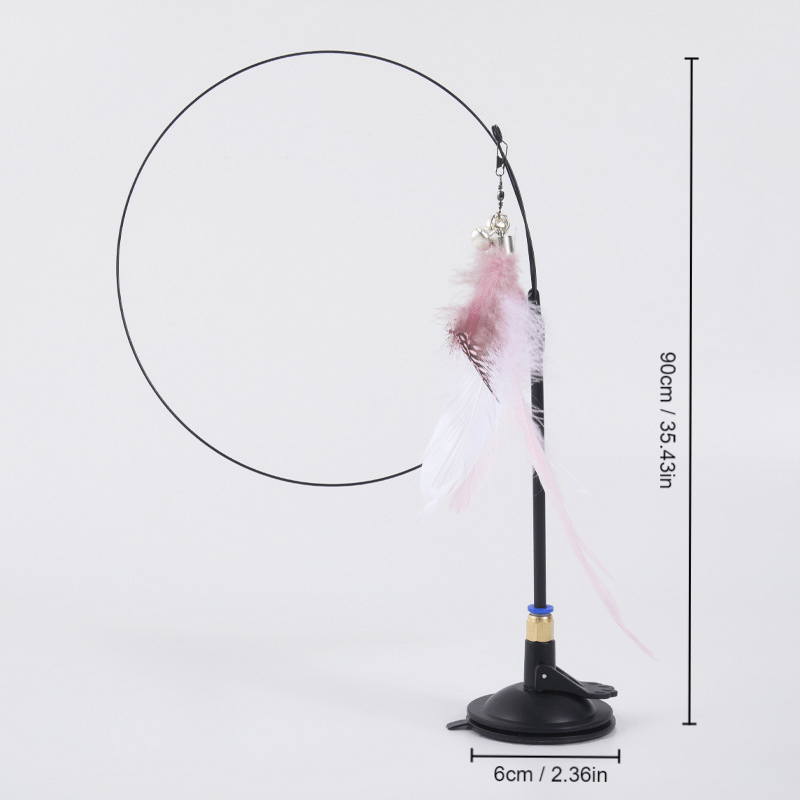 Feather Cat Teaser Stick with Bell and Sucker