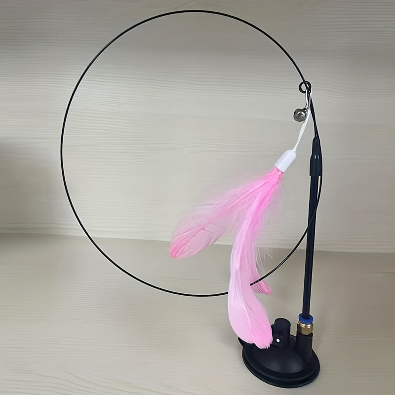 Feather Cat Teaser Stick with Bell and Sucker