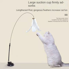 Feather Cat Teaser Stick with Bell and Sucker