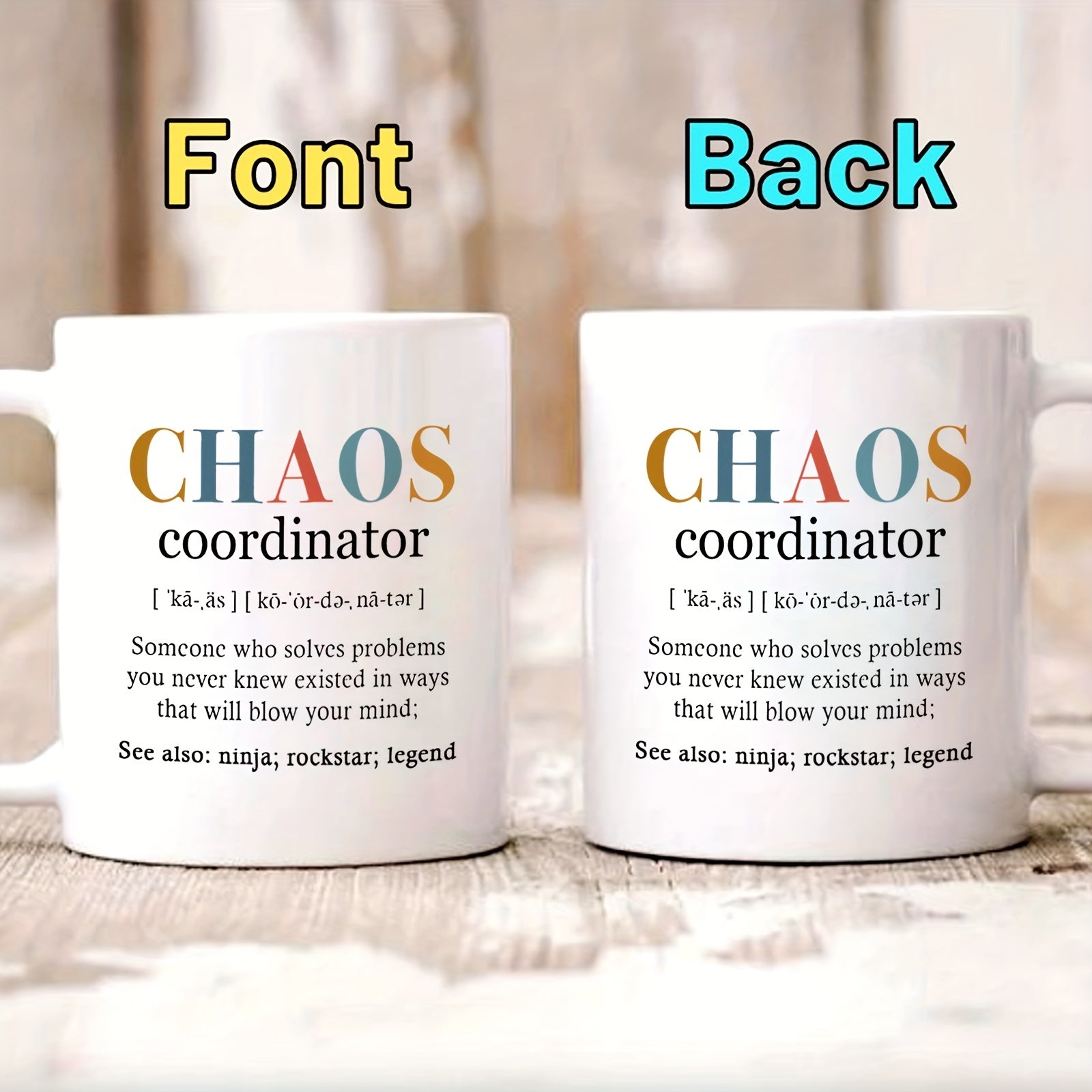 325ml Letter Printed Ceramic Coffee Mug Handle Hot Cold Drinks Camping Fitness