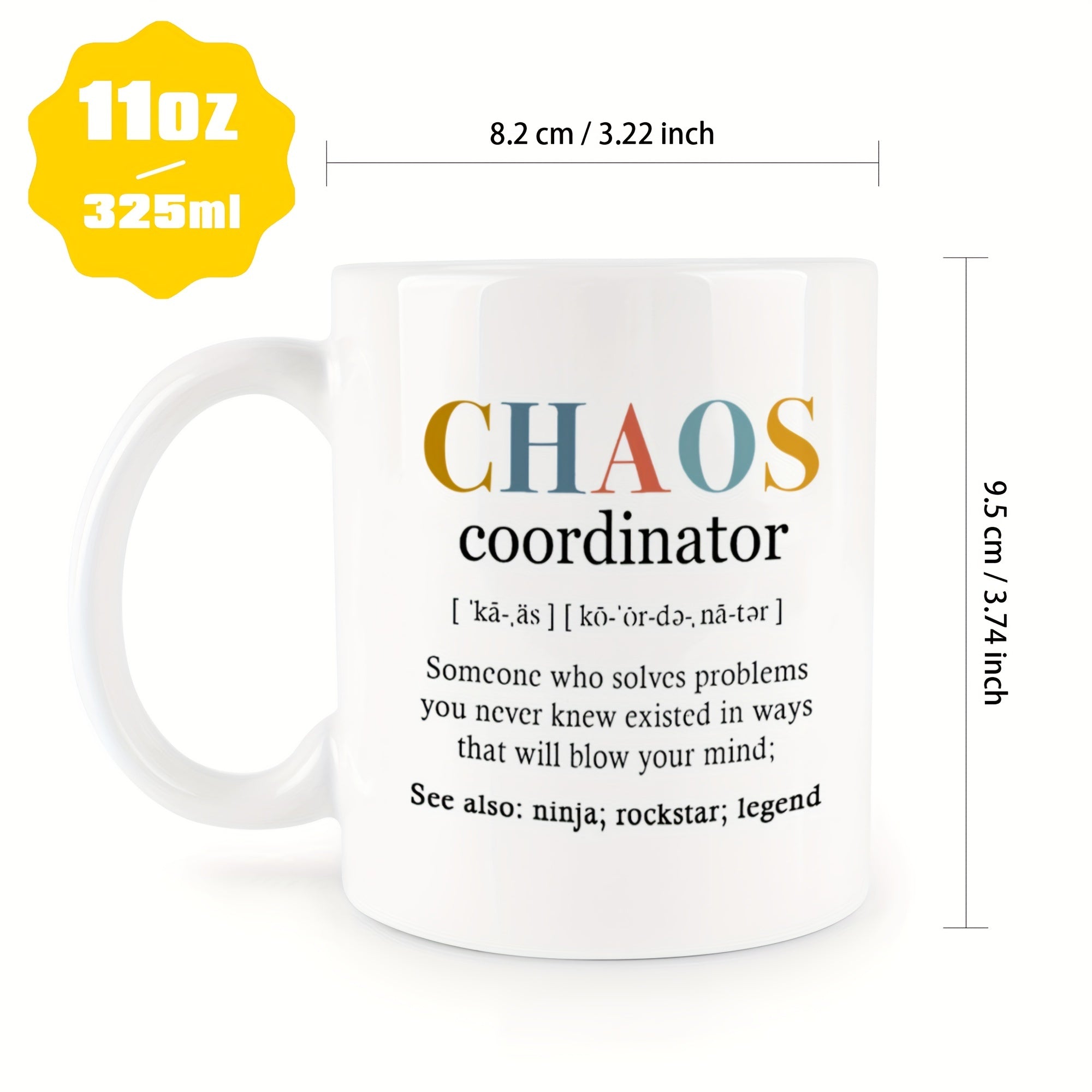 325ml Letter Printed Ceramic Coffee Mug Handle Hot Cold Drinks Camping Fitness