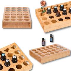 24 Holes Wooden Tray Essential Oils Storage Aromatherapy Rack