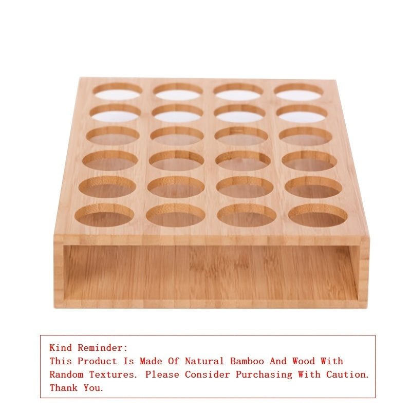 24 Holes Wooden Tray Essential Oils Storage Aromatherapy Rack