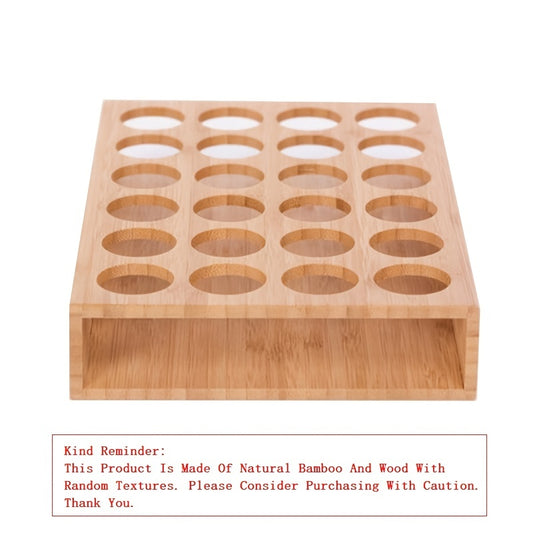 24 Holes Wooden Tray Essential Oils Storage Aromatherapy Rack