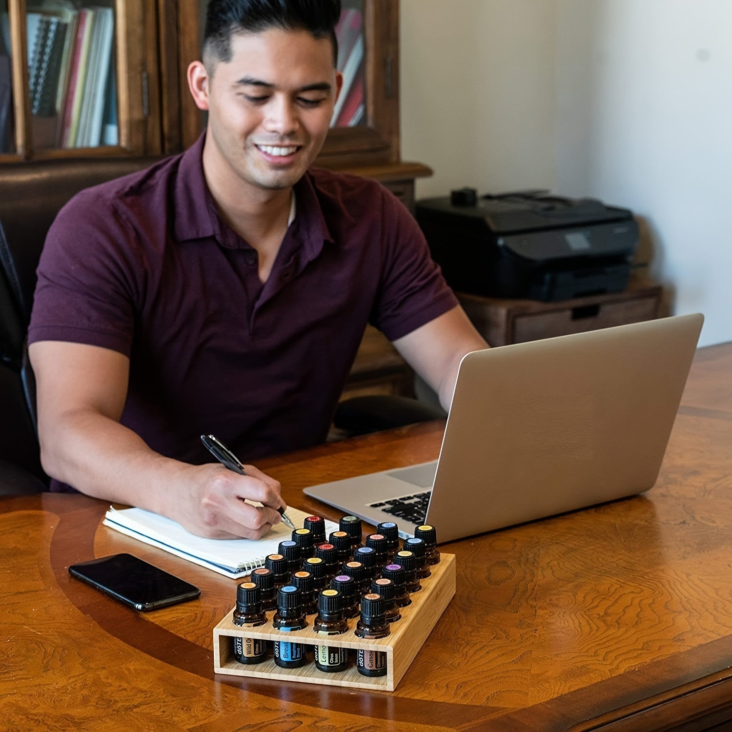 24 Holes Wooden Tray Essential Oils Storage Aromatherapy Rack