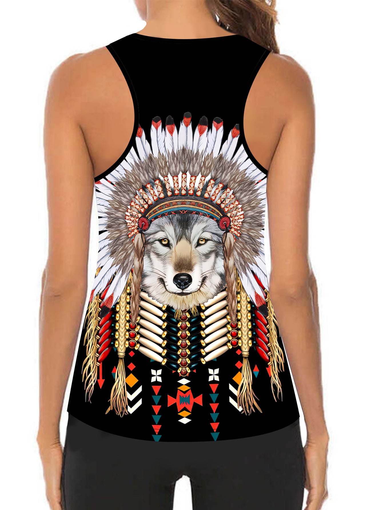 Women's Plus 3D Wolf Print Tank Top & Leggings Set