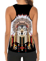 Women's Plus 3D Wolf Print Tank Top & Leggings Set