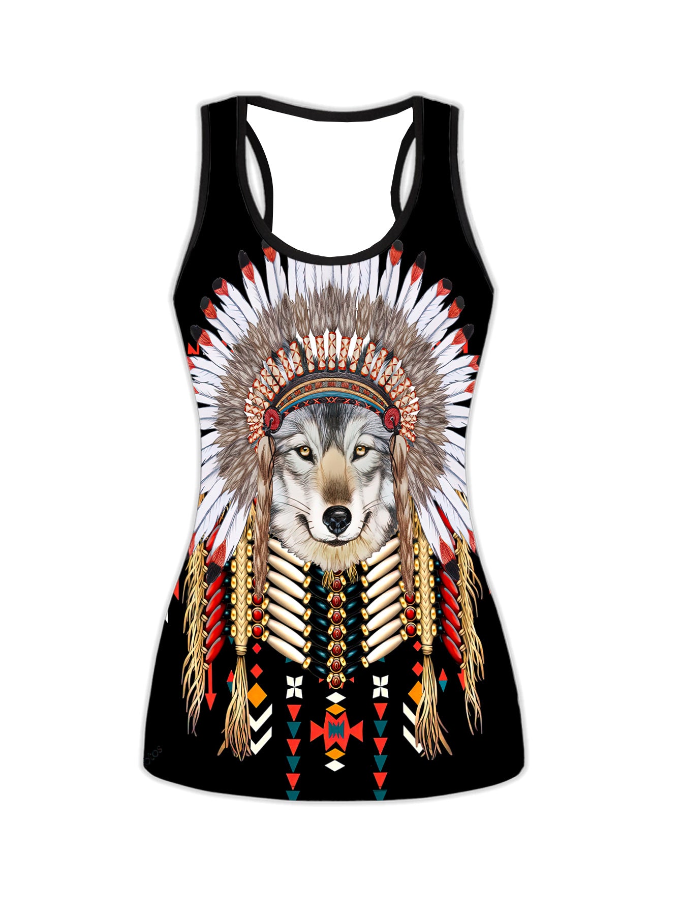 Women's Plus 3D Wolf Print Tank Top & Leggings Set