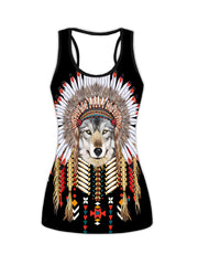 Women's Plus 3D Wolf Print Tank Top & Leggings Set