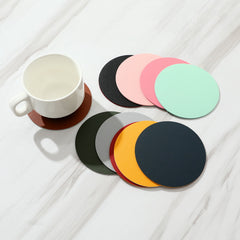 1pc Round Coaster Classic Style Round Table Mat Tea Cups PVC Leather Insulated