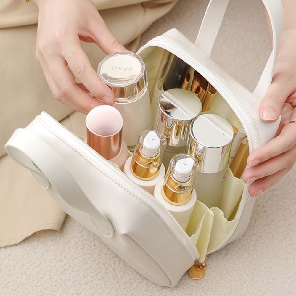 Large Capacity PU Leather Cosmetic Bag Makeup Organizer
