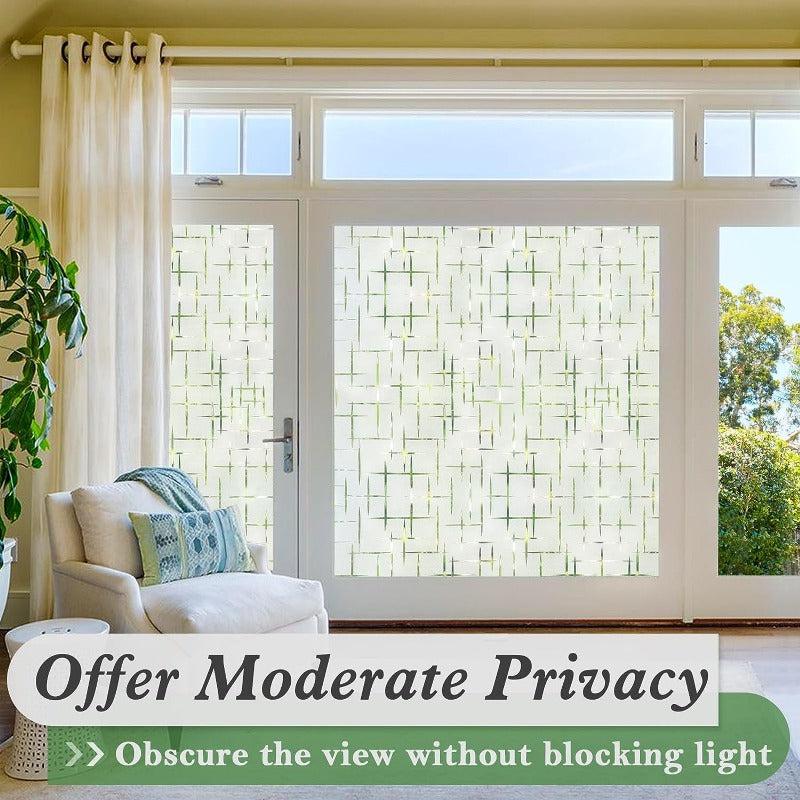 Frosted Cross Pattern Privacy Glass Non Adhesive Window Stickers