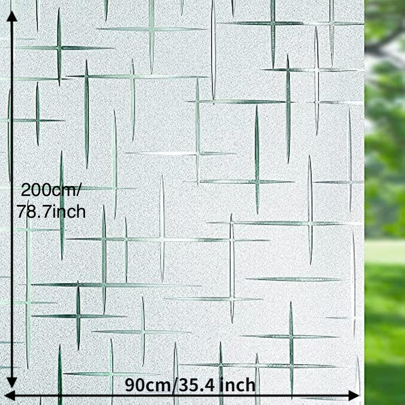 Frosted Cross Pattern Privacy Glass Non Adhesive Window Stickers