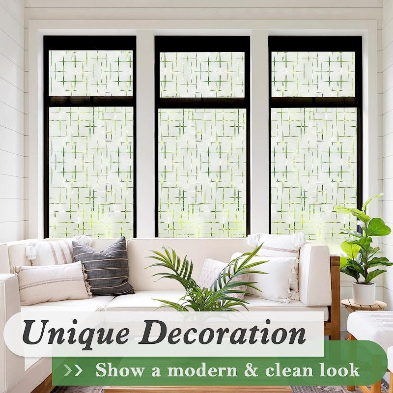 Frosted Cross Pattern Privacy Glass Non Adhesive Window Stickers