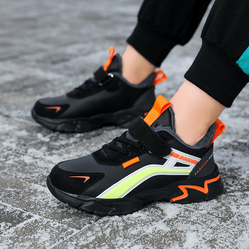 Warm Plus Fleece Low Top Sneakers For Boys